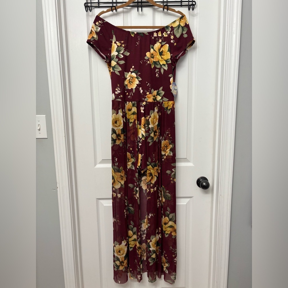 Bebop Floral Off-Shoulder Maxi Romper | Large